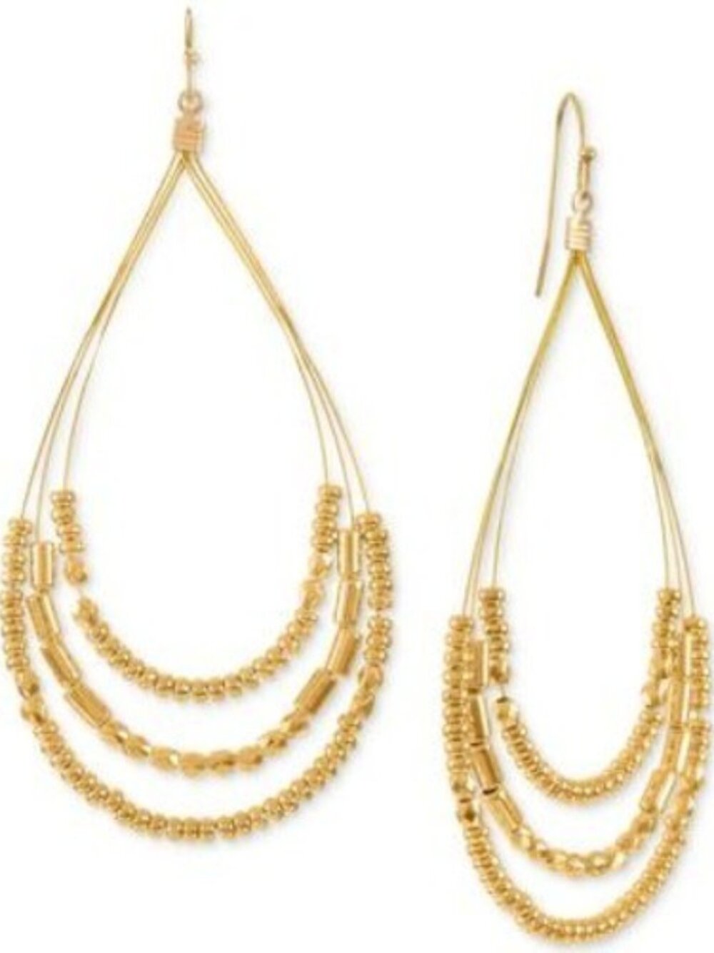 Style & Co Gold-Tone Beaded Triple-Row Pear-Shape Statement Earrings